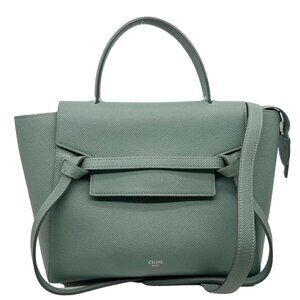 Celine  Micro Belt Grained Leather Shoulder Bag Light Green